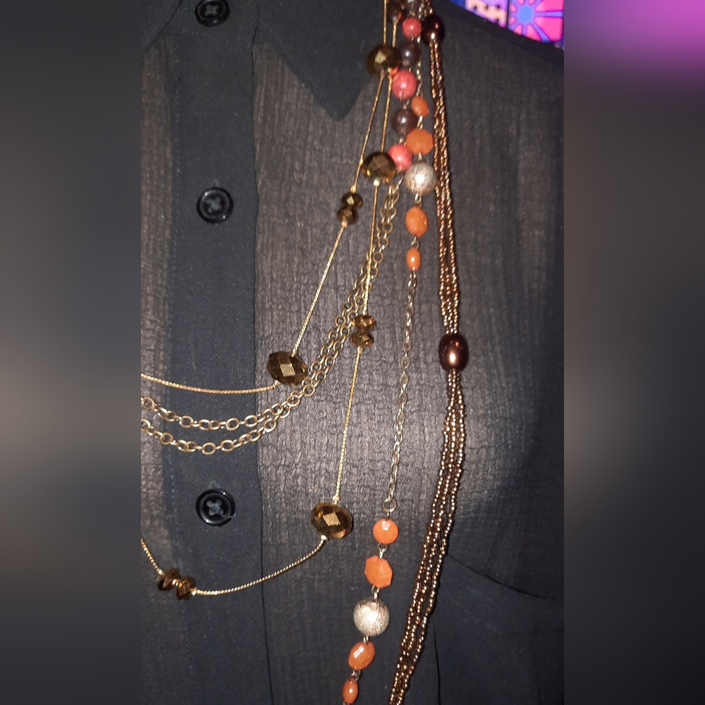Pick One fall beaded Station Necklaces Warm Brown Orange
